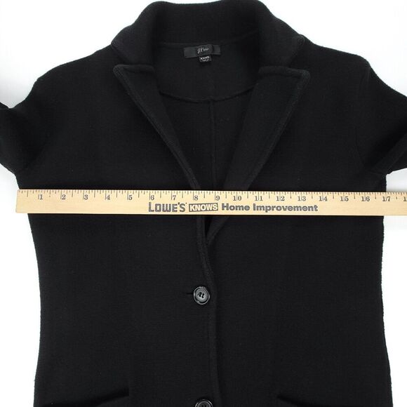 J CREW Merino Wool Knit Button Down Sweater Blazer Jacket Minimal XXXS Black - Picture 2 of 6